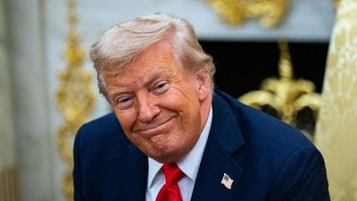 US President Donald Trump during a meeting with Lee Jae Myung, South Korea's president, not pictured, at the White House. (Bloomberg) US President Donald Trump during a meeting with Lee Jae Myung, South Korea's president, not pictured, at the White House. (Bloomberg)