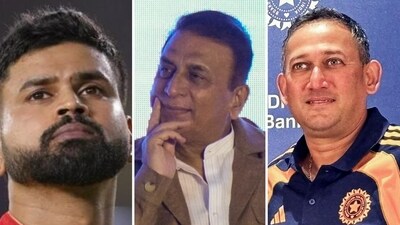 From left: Shreyas Iyer, Sunil Gavaskar and Ajit Agarkar. (PTI/PTI/ANI) From left: Shreyas Iyer, Sunil Gavaskar and Ajit Agarkar. (PTI/PTI/ANI)