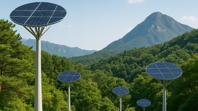 Amid forest shade, solar trees gather energy for South Korea, showing how innovation and ecology might coexist going forward. (AI-generated) Amid forest shade, solar trees gather energy for South Korea, showing how innovation and ecology might coexist going forward. (AI-generated)