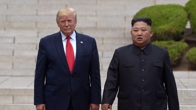 President Donald Trump, met with North Korean leader Kim Jong Un at the North Korean side of the border at the village of Panmunjom in Demilitarized Zone in 2019 (AP) President Donald Trump, met with North Korean leader Kim Jong Un at the North Korean side of the border at the village of Panmunjom in Demilitarized Zone in 2019 (AP)