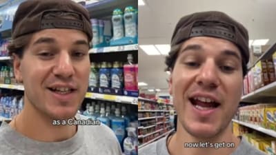 A viral video showed quirky UK supermarket differences that surprised a Canadian man. (Instagram/mattgiffenn) A viral video showed quirky UK supermarket differences that surprised a Canadian man. (Instagram/mattgiffenn)