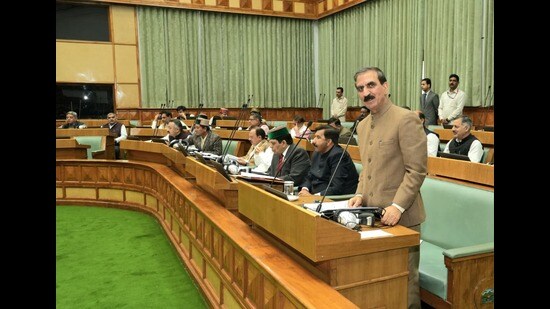 Himachal Pradesh speaker Kuldeep Singh Pathania on Tuesday rejected the notice for privilege motion against chief minister Sukhvinder Singh Sukhu submitted by the Bharatiya Janata Party (BJP) MLA from Dharmashala Sudhir Sharma. (HT Photo)