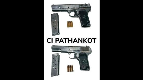 Police have recovered two .30 bore star mark pistols and six live cartridges from the accused. (Sourced)