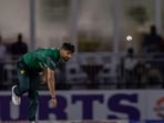 Haris Rauf in action for Pakistan vs West Indies.