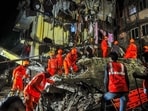 District magistrate Indurani Jakhar inspected the spot and said that the revenue department, police, and municipal corporation are continuing the rescue operation (PTI) District magistrate Indurani Jakhar inspected the spot and said that the revenue department, police, and municipal corporation are continuing the rescue operation (PTI)