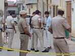 New Delhi, India � Aug. 20, 2025: Delhi Police personnel at the site in Maidan Garhi where three bodies were recovered from a house. in New Delhi on Wednesday. (Photo by Hindustan Times)