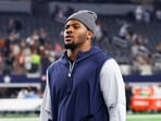 Dallas Cowboys defensive end Micah Parsons walks off the field after the game against the Atlanta Falcons