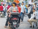 Mumbai, India - August 26, 2025: Devotees carry the Ganesh idol on bike toward their homes ahead of the Ganesh Festival in Mumbai. The Hindu festival Ganesh Utsav is celebrated for ten days across Maharashtra. Mumbai, India. August 26, 2026. (Photo by Raju Shinde/HT Photo) (Raju Shinde)