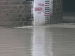 Visuals from the Old Yamuna Bridge shows the Yamuna River continues to flow near the danger mark in Delhi. Visuals from the Old Yamuna Bridge shows the Yamuna River continues to flow near the danger mark in Delhi.