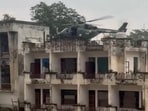 Army said the building on which its helicopter had landed collapsed shortly after the evacuation Army said the building on which its helicopter had landed collapsed shortly after the evacuation