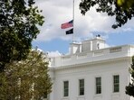 Flags are lowered to half-staff outside the White House in Washington, DC, US, on Wednesday, August 27, 2025 to honour victims of Minneapolis Catholic school shooting. 