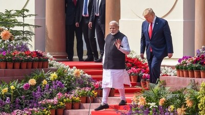 PM Narendra Modi and US President Donald Trump in February 2025. Relations have since undergone a change as Trump put huge tariffs on Indian imports into the US. (PTI File) PM Narendra Modi and US President Donald Trump in February 2025. Relations have since undergone a change as Trump put huge tariffs on Indian imports into the US. (PTI File)