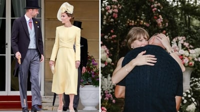 Prince William and Kate Middleton (L) shared a reaction on Taylor Swift and Travis Kelce’s (R) engagement post. (Instagram/@princeandprincessofwales, @taylorswift)