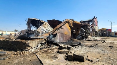 People inspect the damage at the site of an Israeli airstrike that targeted an oil company facility the previous day in Yemen's Huthi-held capital Sanaa on August 25, 2025. (File/AFP) People inspect the damage at the site of an Israeli airstrike that targeted an oil company facility the previous day in Yemen's Huthi-held capital Sanaa on August 25, 2025. (File/AFP)