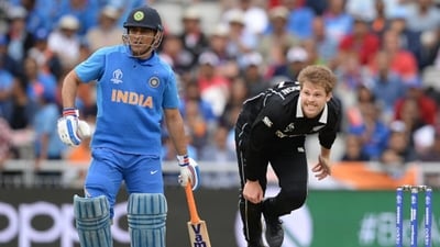 MS Dhoni's leave off the last ball of the 45th over with 10+ runs per over still needed has become an incredibly controversial moment. (AFP) MS Dhoni's leave off the last ball of the 45th over with 10+ runs per over still needed has become an incredibly controversial moment. (AFP)