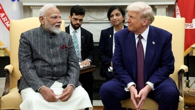 A file photo of India's Prime Minister Narendra Modi (left) and US President Donald Trump during their meeting in the White House, Washington DC. (Reuters)