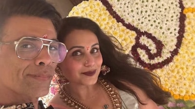 Karan Johar shared a selfie with Rani Mukerji from Ganesh Chaturthi celebrations. Karan Johar shared a selfie with Rani Mukerji from Ganesh Chaturthi celebrations.