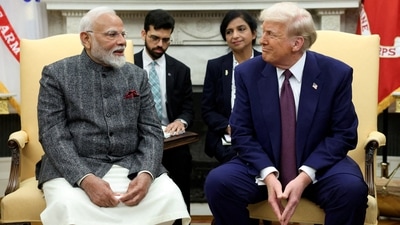 File photo: US President Donald Trump meets with Prime Minister Narendra Modi at the White House in Washington in February (REUTERS)