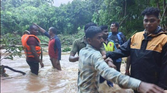 In Bastar district, the four family members drowned after their car was swept away by strong currents. (Sourced HT photo)