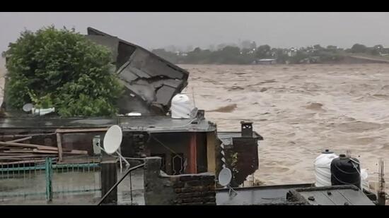The Tawi River at Bhagwati Nagar in Jammu. (PTI)
