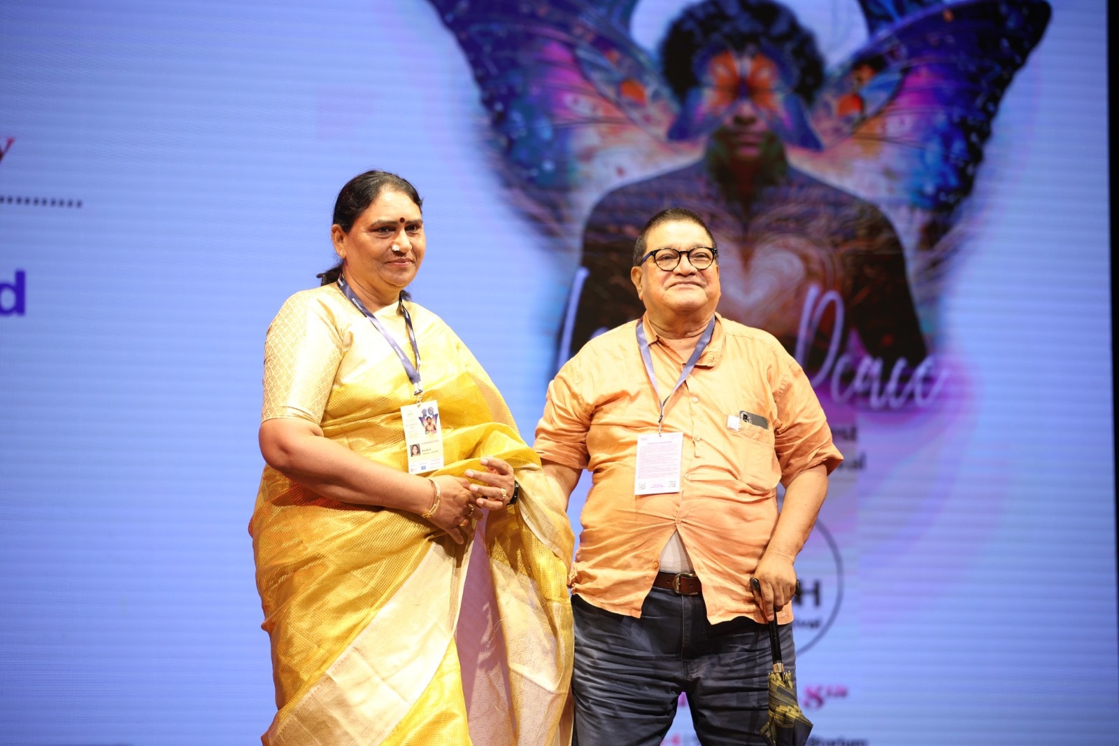Transgender activist and author A Revathi with Ashok Row Kavi, founder of Bombay Dost, India’s first gay magazine. (Courtesy Kashish Pride Film Festival 2025) Transgender activist and author A Revathi with Ashok Row Kavi, founder of Bombay Dost, India’s first gay magazine. (Courtesy Kashish Pride Film Festival 2025)