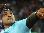India's Neeraj Chopra in action during the men's javelin throw at the Diamond League Final in Zurich. (REUTERS)