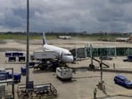 Passengers board an Indigo aircraft on a cloudy morning, at Netaji Subhas Chandra Bose International Airport (NSCBIA), in Kolkata, Wednesday, Aug. 27 (PTI) Passengers board an Indigo aircraft on a cloudy morning, at Netaji Subhas Chandra Bose International Airport (NSCBIA), in Kolkata, Wednesday, Aug. 27 (PTI)