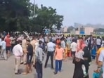 Police received information about the protest on the emergency helpline number 112, and rushed to the spot along with senior officers and counselled the aggrieved family. (HT Photos)