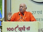 RSS chief Mohan Bhagwat addresses the gathering during an event to mark 100 years of Rashtriya Swayamsevak Sangh at Bharat Mandapam, in New Delhi. RSS chief Mohan Bhagwat addresses the gathering during an event to mark 100 years of Rashtriya Swayamsevak Sangh at Bharat Mandapam, in New Delhi.