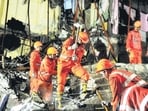 Thane ---- At least 17 people have lost their lives after a part of a four-storey building collapsed in Maharashtra's Palghar district on Wednesday morning Near mumbai, India, --- Photo BY -- HT Photo Thane ---- At least 17 people have lost their lives after a part of a four-storey building collapsed in Maharashtra's Palghar district on Wednesday morning Near mumbai, India, --- Photo BY -- HT Photo