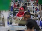 A garment factory in Noida. The US is the biggest export market for India's textile industry.