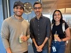 The candid moment was captured at Google HQ in California.
