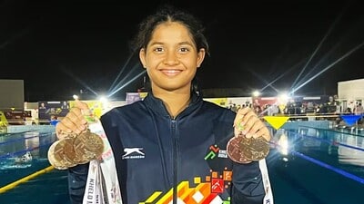 Aditi Hegde, who won eight medals at Khelo India Youth Games 2025, will receive cash prize of ₹32 lakh at the function organised at Shiv Chhatrapati Sports Complex. (HT PHOTO) Aditi Hegde, who won eight medals at Khelo India Youth Games 2025, will receive cash prize of ₹32 lakh at the function organised at Shiv Chhatrapati Sports Complex. (HT PHOTO)