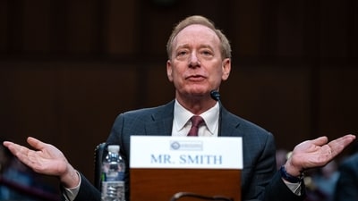 A sit-in was organised in the office of Microsoft President Brad Smith to protest the company's ties with Israel. (Kent Nishimura/Bloomberg) A sit-in was organised in the office of Microsoft President Brad Smith to protest the company's ties with Israel. (Kent Nishimura/Bloomberg)