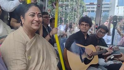 Delhi chief minister Rekha Gupta takes a ride in the newly launched U-Specials Buses at North Campus of Delhi University on Thursday. (Vipin Kumar/HT Photo) Delhi chief minister Rekha Gupta takes a ride in the newly launched U-Specials Buses at North Campus of Delhi University on Thursday. (Vipin Kumar/HT Photo)