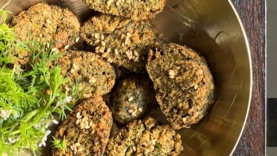 Kothimbir Vadi is a traditional Maharashtrian delicacy prepared with fresh coriander leaves, Bengal gram flour, peanuts, white sesame seeds and spices.