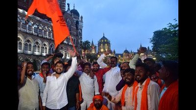 Mumbai, India – 28, Aug 2025: Maratha Kranti Morcha activists from across Maharashtra gather at Azad Maidan for a massive rally demanding reservation for the Maratha community, in Mumbai, India, on Thursday, Aug 28, 2025. (Photo by Bhushan Koyande/HT Photo) Mumbai, India – 28, Aug 2025: Maratha Kranti Morcha activists from across Maharashtra gather at Azad Maidan for a massive rally demanding reservation for the Maratha community, in Mumbai, India, on Thursday, Aug 28, 2025. (Photo by Bhushan Koyande/HT Photo)