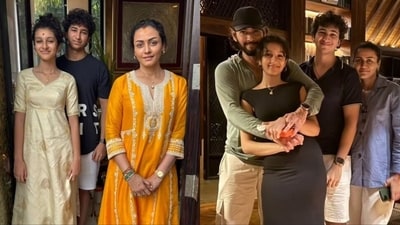 Namrata Shirodkar celebrated Ganesh Chaturthi with son Gautam Ghattamaneni and daughter Sitara Ghattamaneni. Namrata Shirodkar celebrated Ganesh Chaturthi with son Gautam Ghattamaneni and daughter Sitara Ghattamaneni.