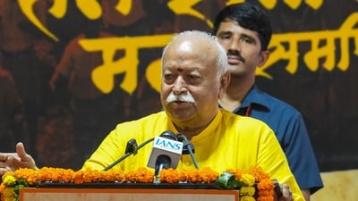 New Delhi: RSS chief Mohan Bhagwat speaks during the launch of the book 'Tan Samarpit, Man Samarpit', in the memory of RSS leader late Ramesh Prakash, in New Delhi. (PTI) New Delhi: RSS chief Mohan Bhagwat speaks during the launch of the book 'Tan Samarpit, Man Samarpit', in the memory of RSS leader late Ramesh Prakash, in New Delhi. (PTI)