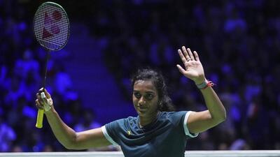 PVSindhu celebrates her win over China' s Wang Zhi Yi at the World Championships on Thursday. (AP) PVSindhu celebrates her win over China' s Wang Zhi Yi at the World Championships on Thursday. (AP)