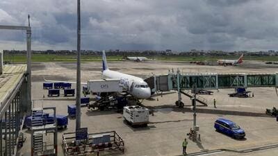 Passengers board an Indigo aircraft on a cloudy morning, at Netaji Subhas Chandra Bose International Airport (NSCBIA), in Kolkata, Wednesday, Aug. 27 (PTI) Passengers board an Indigo aircraft on a cloudy morning, at Netaji Subhas Chandra Bose International Airport (NSCBIA), in Kolkata, Wednesday, Aug. 27 (PTI)