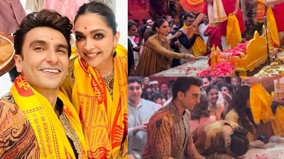 Ranveer Singh and Deepika Padukone at Ganpati puja Ranveer Singh and Deepika Padukone at Ganpati puja