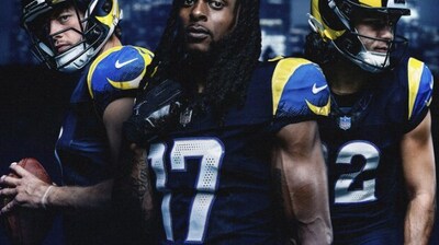 The NFL Rivalries uniform of the Rams will have a 'Midnight Mode' themed design. (X/@RamsNFL) The NFL Rivalries uniform of the Rams will have a 'Midnight Mode' themed design. (X/@RamsNFL)