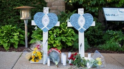 A memorial honouring shooting victims sits outside the Annunciation Church, which is a home to an elementary school and was the scene of a shooting the day before, in Minneapolis, Minnesota, U.S. August 28, 2025. (REUTERS)