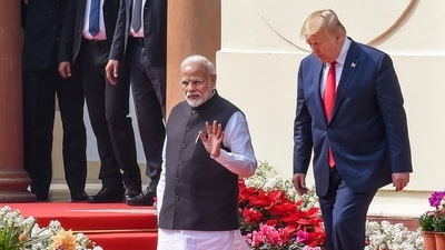 File image of Prime Minister Narendra Modi and US President Donald Trump at Hyderabad House in Delhi (PTI) File image of Prime Minister Narendra Modi and US President Donald Trump at Hyderabad House in Delhi (PTI)