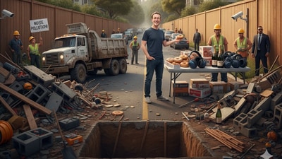 Zuckerberg’s construction in Crescent Park has led to gifts for neighbours, but complaints persist as noise and security concerns remain. (AI-generated) Zuckerberg’s construction in Crescent Park has led to gifts for neighbours, but complaints persist as noise and security concerns remain. (AI-generated)