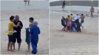 Rawai Mayor described the attackers as “low-quality tourists”. (X/@ChromeCrumpet) Rawai Mayor described the attackers as “low-quality tourists”. (X/@ChromeCrumpet)