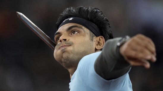 Neeraj Chopra of India competes in the men's javelin competition during the World Athletics Diamond League final. (AP)