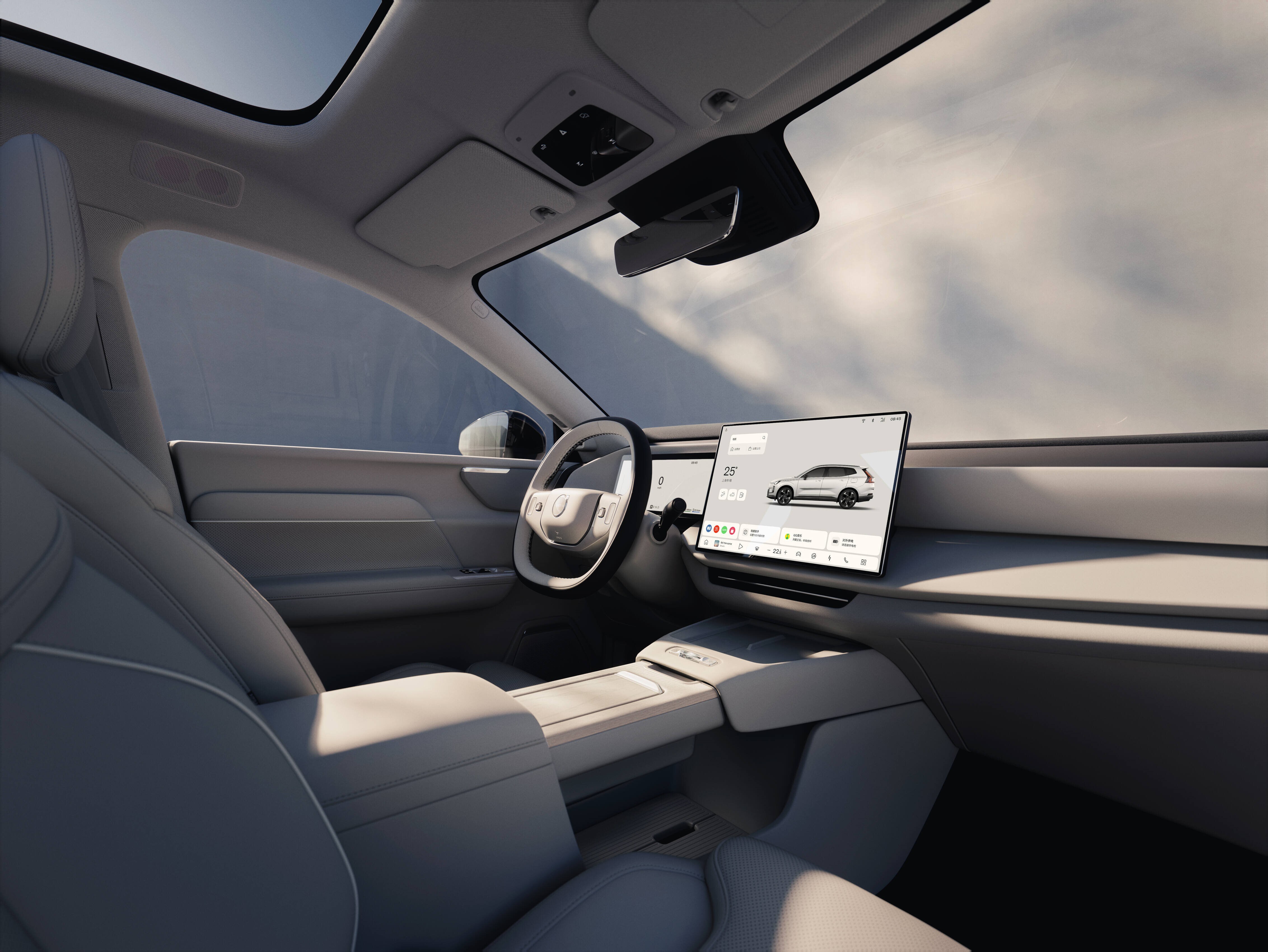 The interior of the Volvo XC70 carries a minimalist design with high-quality materials and a massive 15.4-inch horizontal infotainment display The interior of the Volvo XC70 carries a minimalist design with high-quality materials and a massive 15.4-inch horizontal infotainment display