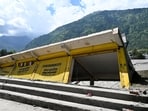 A damaged shop due to heavy rainfall in Kullu on Friday. (Aqil Khan /HT) A damaged shop due to heavy rainfall in Kullu on Friday. (Aqil Khan /HT)